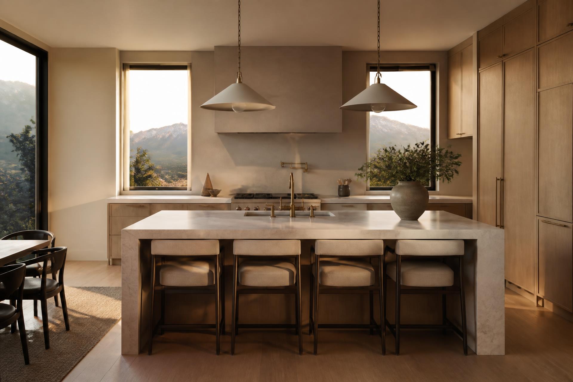 Custom kitchen remodel with white oak cabinetry and Wasatch mountain view